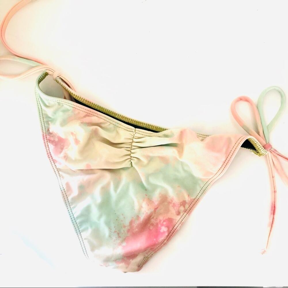 NEW TAVIK REVOLVE Black Tie Dye Scrunch Side Tie Bikini Bottom Swimsuit Swim M